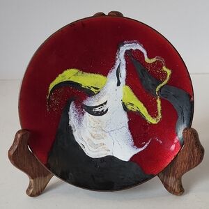 Vintage Signed John Puskas Copper Enamel Trinket Dish